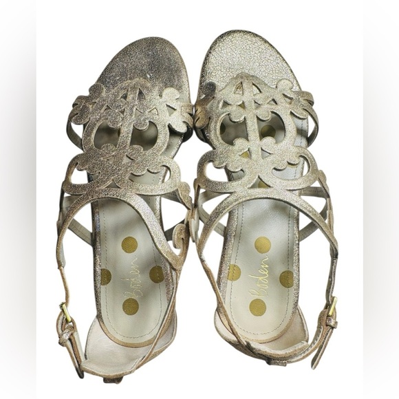 Boden Gold Metallic Leather Filigree Flat Sandals Size 38/ US 7 NEW - Picture 8 of 13